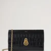 Amberley Clutch Svart Glansig Liten Krokodil Damer Amberley Clutch Svart Glansig Liten Krokodil Damer