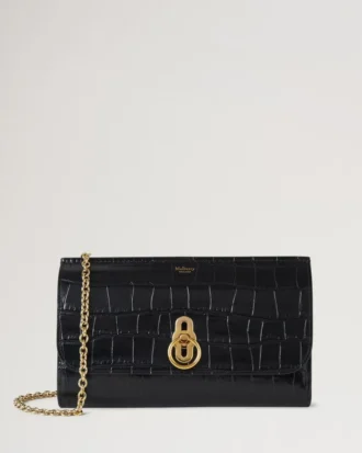 Amberley Clutch Svart Glansig Liten Krokodil Damer