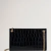 Amberley Clutch Svart Glansig Liten Krokodil Damer Amberley Clutch Svart Glansig Liten Krokodil Damer