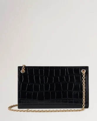 Amberley Clutch Svart Glansig Liten Krokodil Damer