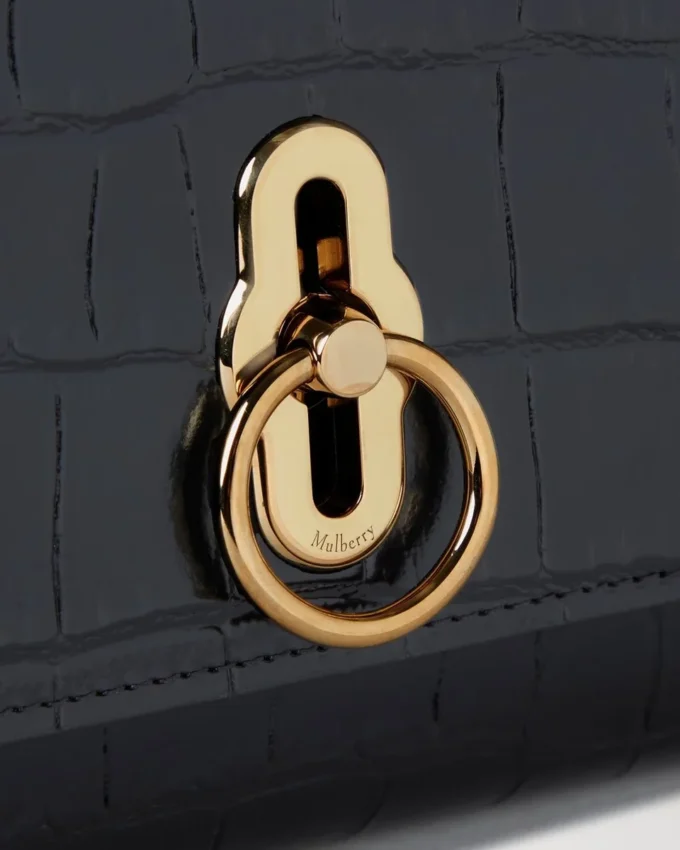 Amberley Clutch Svart Glansig Liten Krokodil Damer Amberley Clutch Svart Glansig Liten Krokodil Damer