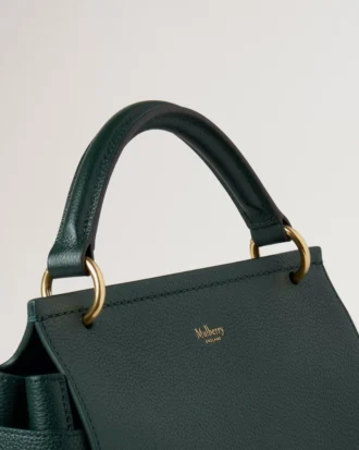 Amberley Handtag Mulberry Green Liten klassisk kornstruktur