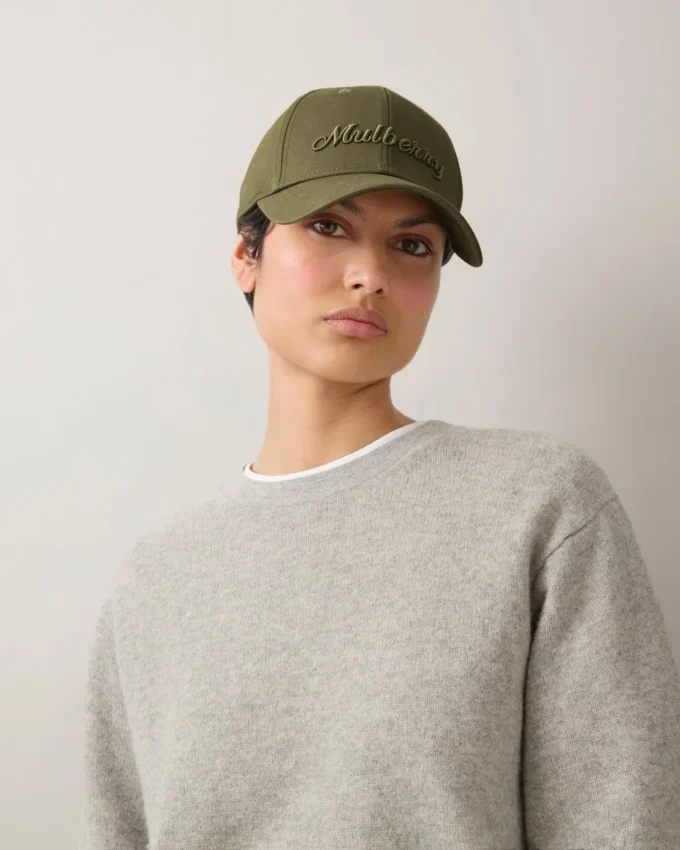 Baseballkeps med broderad logotyp, linnegrön bomull