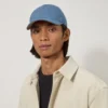 Baseballkeps med rutigt foder, denim, bomull, herr