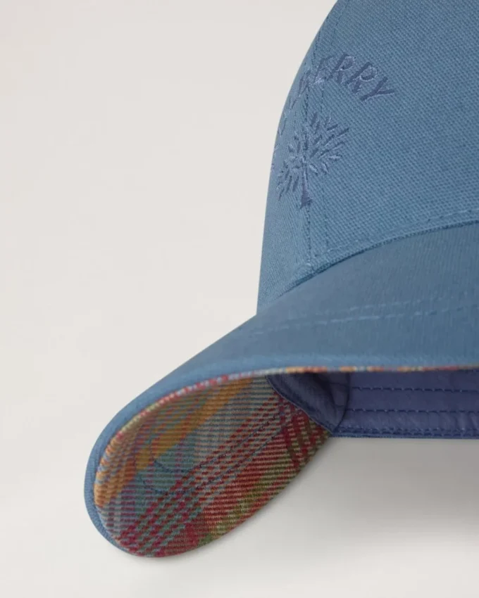 Baseballkeps med rutigt foder, denim, bomull, herr