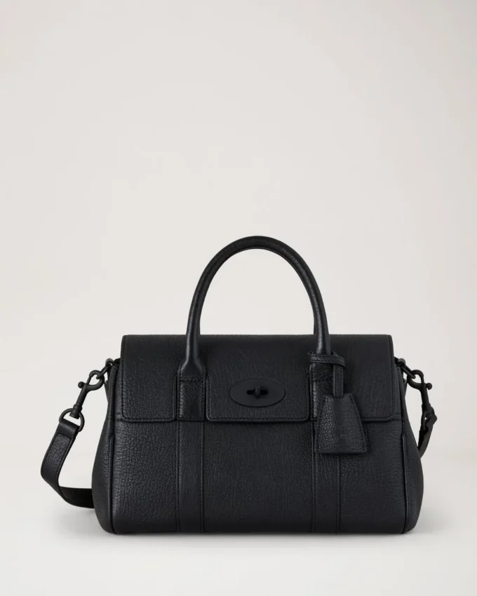 Bayswater Satchel Black Natural Grain Bayswater