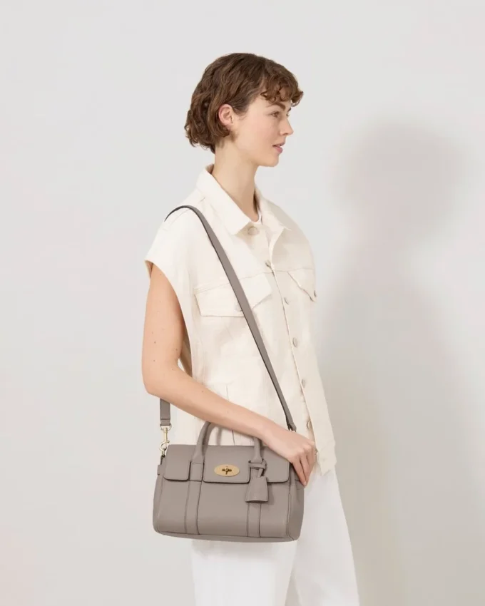 Bayswater Satchel Cashmere Taupe Heavy Grain Dam