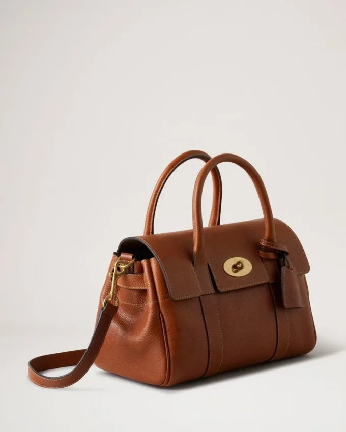 Bayswater Satchel i Oak Nvt-läder axelväska Mulberry