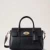 Bayswater Satchel i svart, liten, klassisk kornig Mulberry