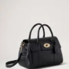 Bayswater Satchel i svart, liten, klassisk kornig Mulberry