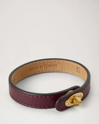 Bayswater smalt armband svart körsbär Liten klassisk kornstruktur & mässing