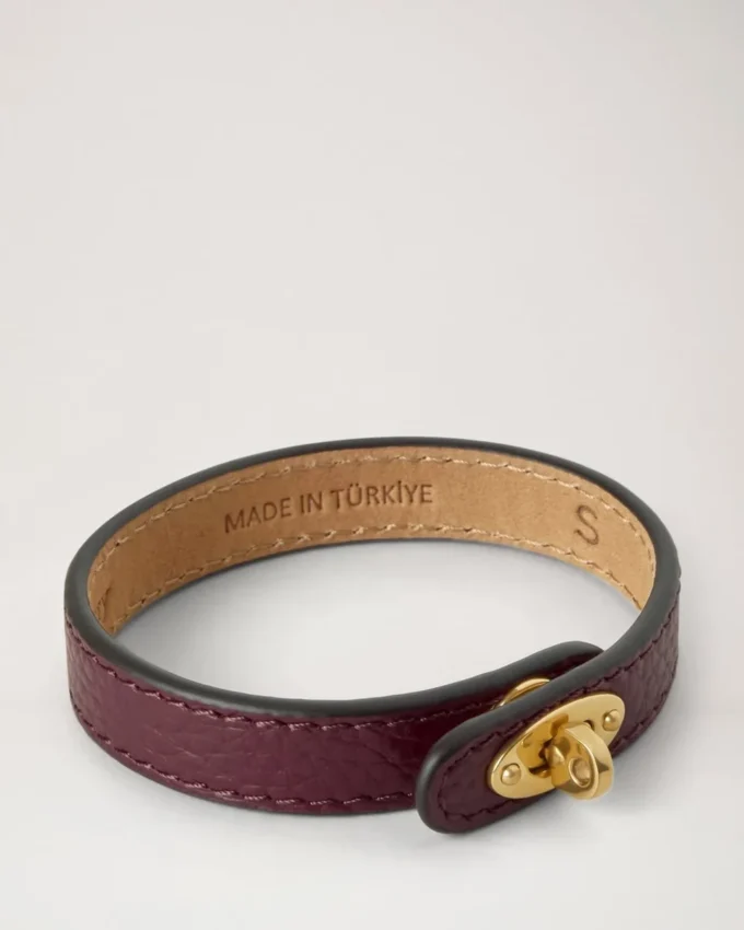 Bayswater smalt armband svart körsbär Liten klassisk kornstruktur & mässing