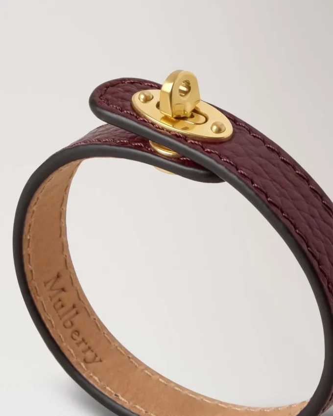 Bayswater smalt armband svart körsbär Liten klassisk kornstruktur & mässing