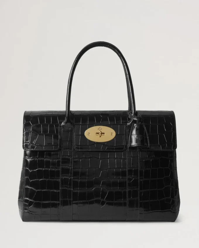 Bayswater Svart Glansig Liten Krokodilmönster Dam Bayswater Svart Glansig Liten Krokodilmönster Dam