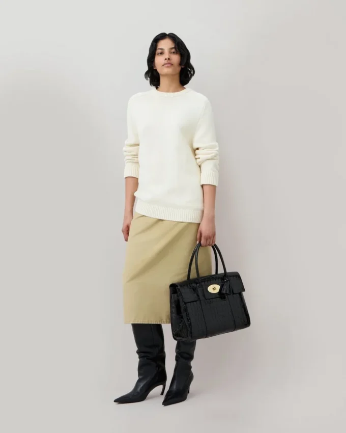 Bayswater Svart Glansig Liten Krokodilmönster Dam Bayswater Svart Glansig Liten Krokodilmönster Dam
