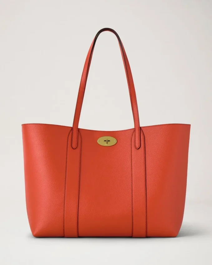 Bayswater Tote Coral Orange Small Classic Grain Bayswater Tote Coral Orange Small Classic Grain
