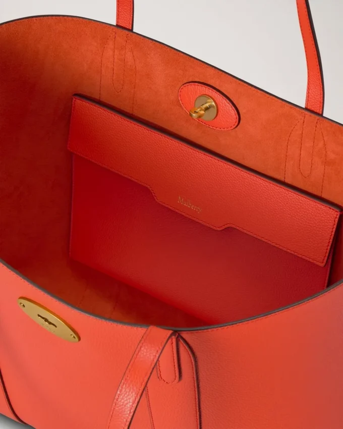 Bayswater Tote Coral Orange Small Classic Grain Bayswater Tote Coral Orange Small Classic Grain