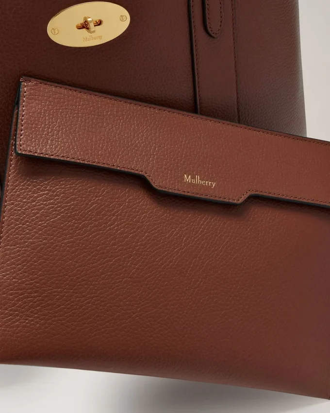 Bayswater Tote i Oak Small Classic Grain axelväska Mulberry