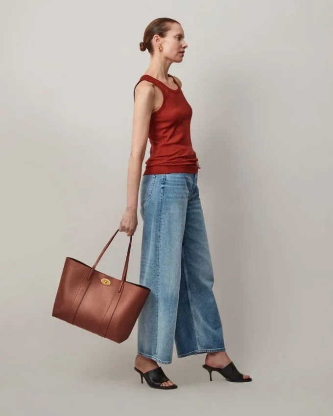 Bayswater Tote i Oak Small Classic Grain axelväska Mulberry