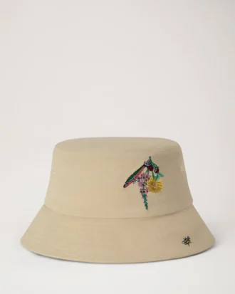 Broderad bucket hat i ecru bomull Sommarutgåva Broderad bucket hat i ecru bomull Sommarutgåva