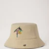 Broderad bucket hat i ecru bomull Sommarutgåva
