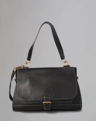 Chiltern Satchel Begagnad Svart Kornig Vegetabiliskt Garvad