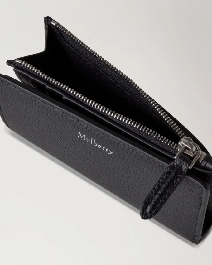 Continental Bifold Zipped Wallet Black Small Classic Grain Continental Bifold Zipped Wallet Black Small Classic Grain