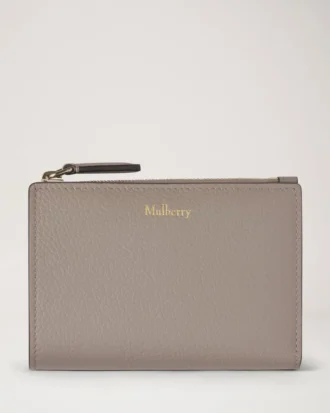 Continental Bifold Zipped Wallet Cashmere Taupe Small Classic Grain