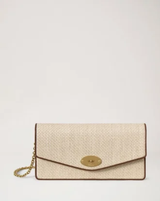 Darley Clutch Ecru & Bright Oak Raffia & läderkant