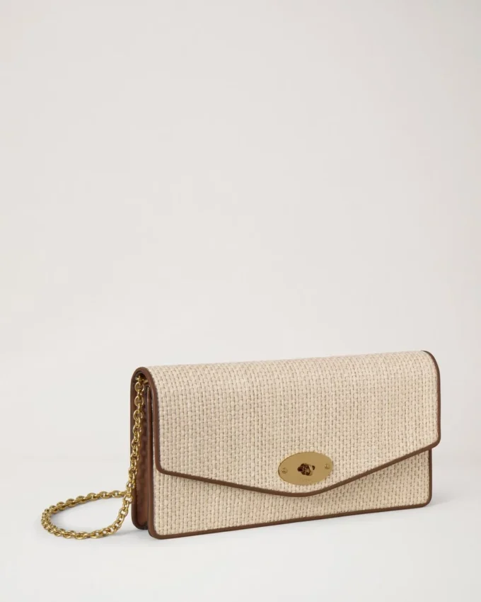 Darley Clutch Ecru & Bright Oak Raffia & läderkant Darley Clutch Ecru & Bright Oak Raffia & läderkant