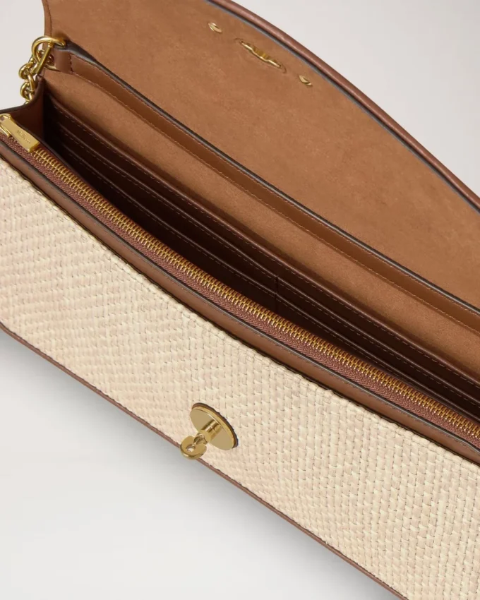 Darley Clutch Ecru & Bright Oak Raffia & läderkant Darley Clutch Ecru & Bright Oak Raffia & läderkant