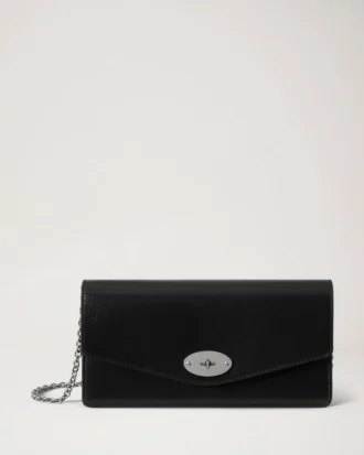 Darley Clutch Svart högblankt läder för kvinnor