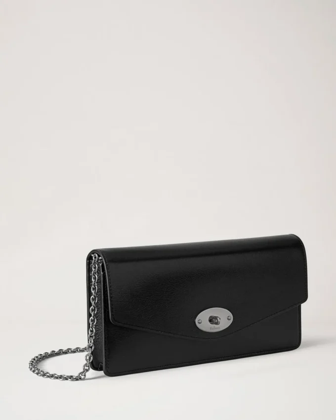 Darley Clutch Svart högblankt läder för kvinnor