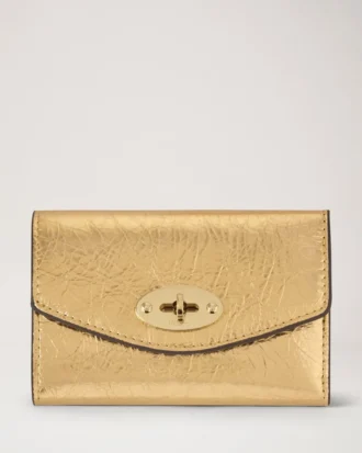Darley vikbar plånbok med flera kortfack Somerset Gold Grainy Metallic