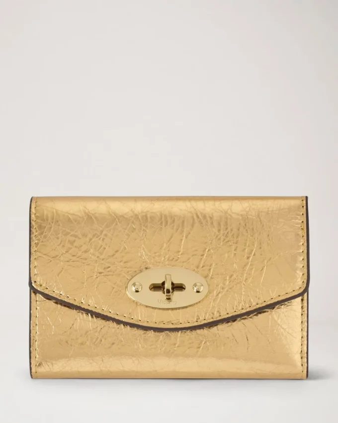 Darley vikbar plånbok med flera kortfack Somerset Gold Grainy Metallic