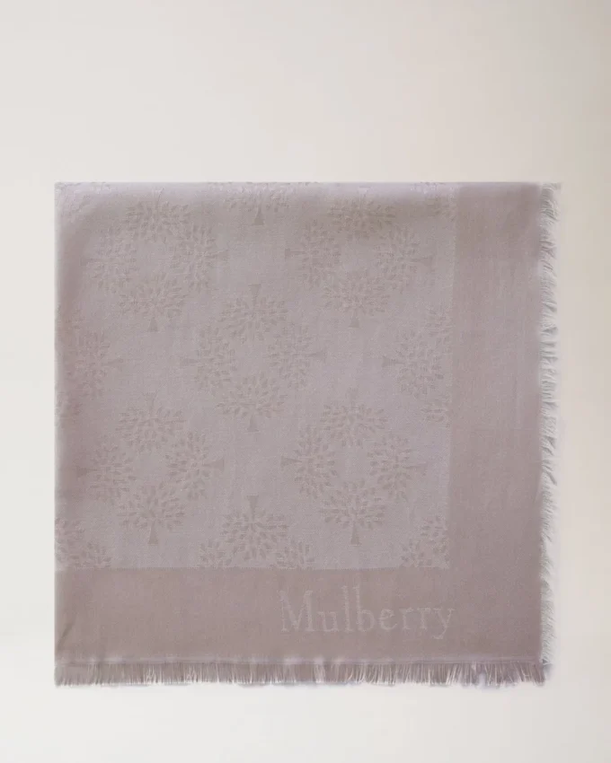 Fyrkantig rosenvatten-scarf i bomulls- och silkesblandning med Mulberry Fyrkantig rosenvatten-scarf i bomulls- och silkesblandning med Mulberry