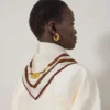 Fyrkantig scarf – bälteskant, krämfärgad silketwill, dam Fyrkantig scarf – bälteskant, krämfärgad silketwill, dam