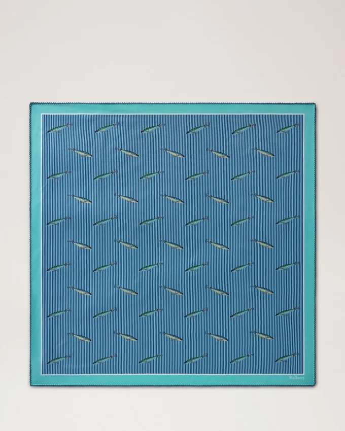 Fyrkantig scarf – Fishing Lure Marina Blue Silk Twill Fyrkantig scarf – Fishing Lure Marina Blue Silk Twill