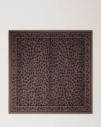 Fyrkantig scarf – Leopard Ebony Silk Twill för kvinnor