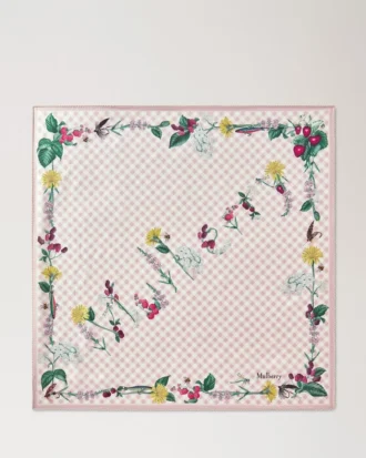 Fyrkantig scarf – Riverside Floral Blossom rosa silkestwill