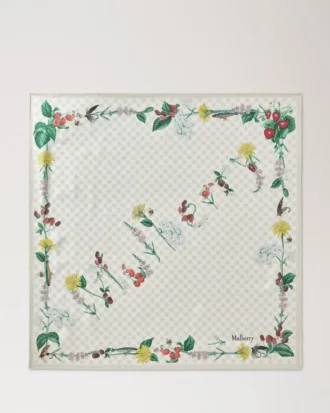 Fyrkantig scarf – Riverside Floral Eggshell Silk Twill