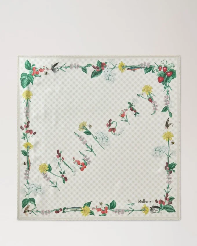 Fyrkantig scarf – Riverside Floral Eggshell Silk Twill