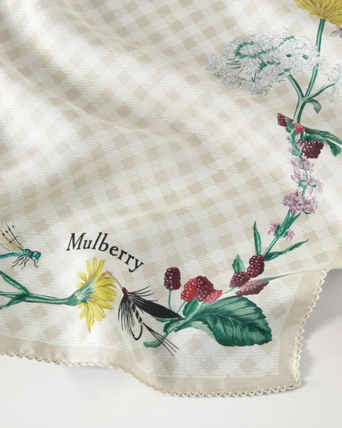 Fyrkantig scarf – Riverside Floral Eggshell Silk Twill