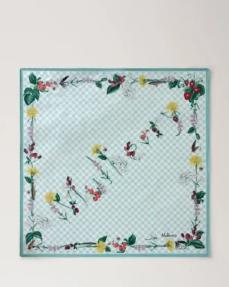 Fyrkantig scarf – Riverside Floral Marina Blue Silk Twill