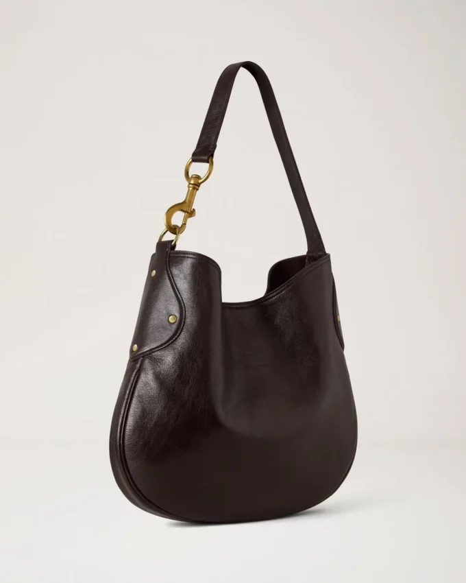 Hackney axelväska Ebony Shiny Buffalo för kvinnor