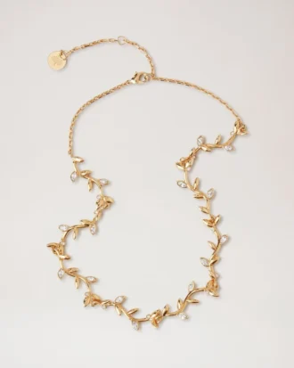 Halsband med blad från Mulberry i guld och blandade material för kvinnor