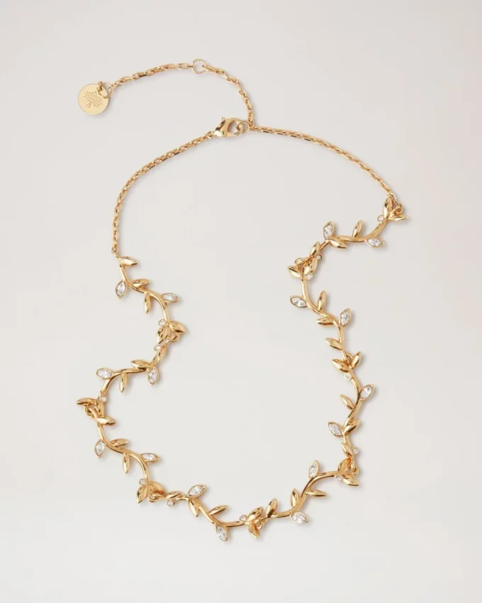 Halsband med blad från Mulberry i guld och blandade material för kvinnor Halsband med blad från Mulberry i guld och blandade material för kvinnor