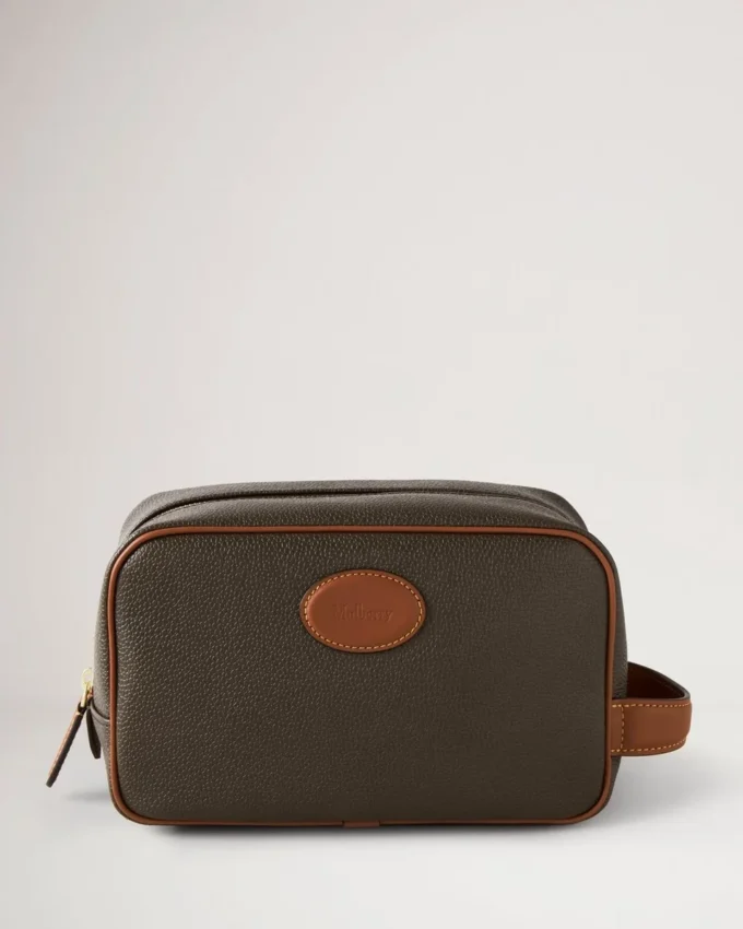 Heritage-tvättväska Mole & Cognac-tryckt Bioveg Scotchgrain & Flat Calf