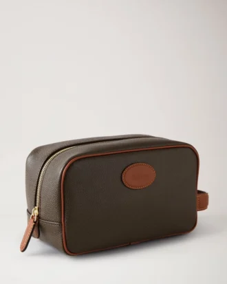Heritage-tvättväska Mole & Cognac-tryckt Bioveg Scotchgrain & Flat Calf