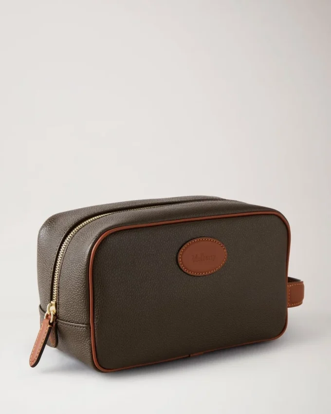 Heritage-tvättväska Mole & Cognac-tryckt Bioveg Scotchgrain & Flat Calf